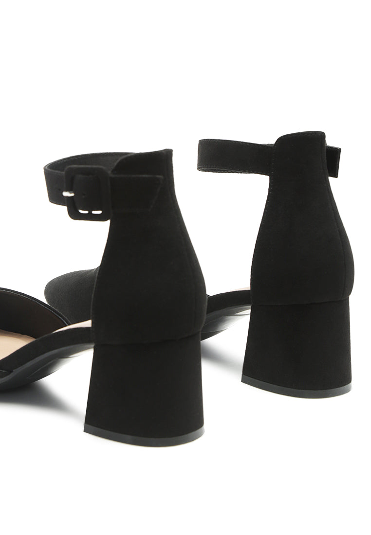 Nymph Faux Leather Low Block Heel Sandals