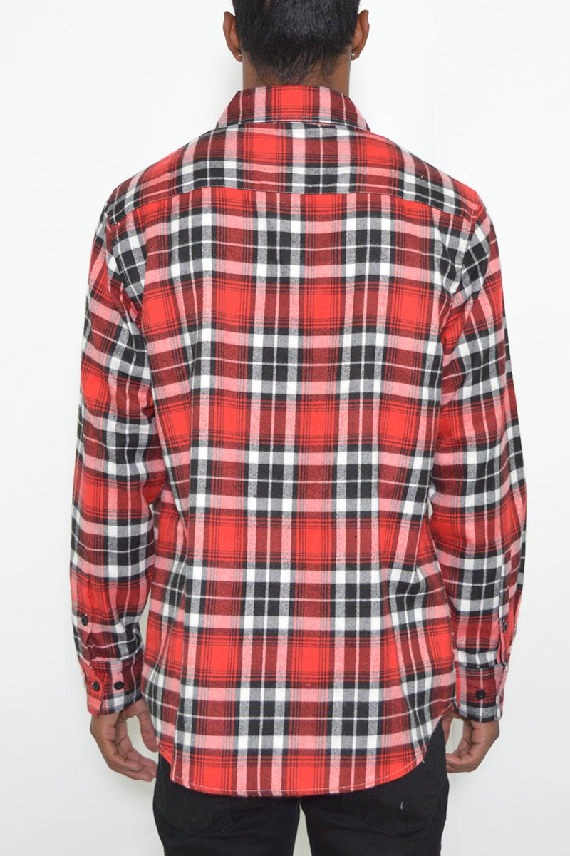 Long Sleeve Checkered Flannel Shirt Button Down FL104