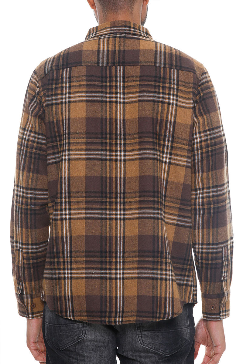 Long Sleeve Checkered Flannel Shirt Button Down FL104